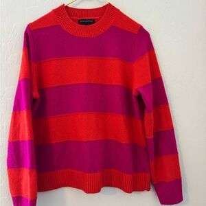 Banana Republic Bold Orange/Red and Fuschia Striped Sweater